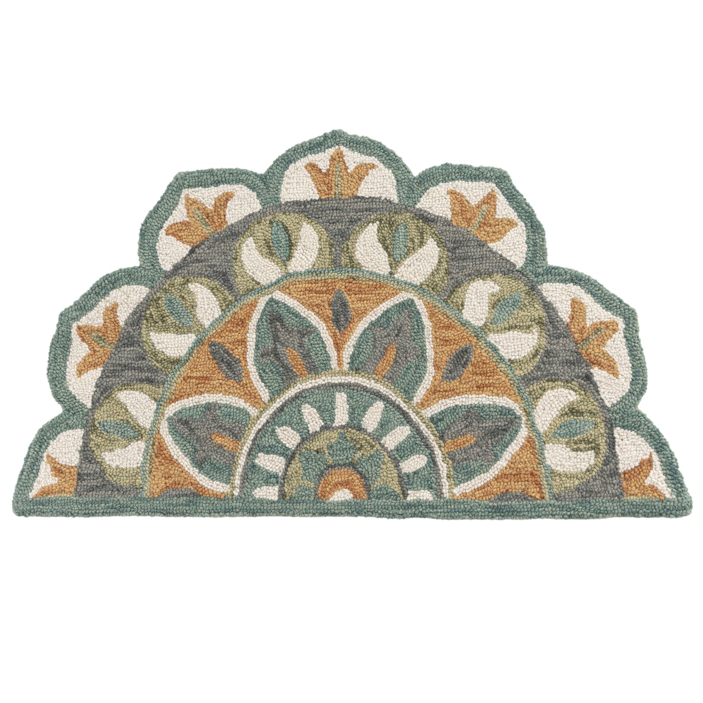 Dazzle-54085 Contemporary Hand-Tufted Teal/Orange Cotton Indoor Area Rug - LR Home