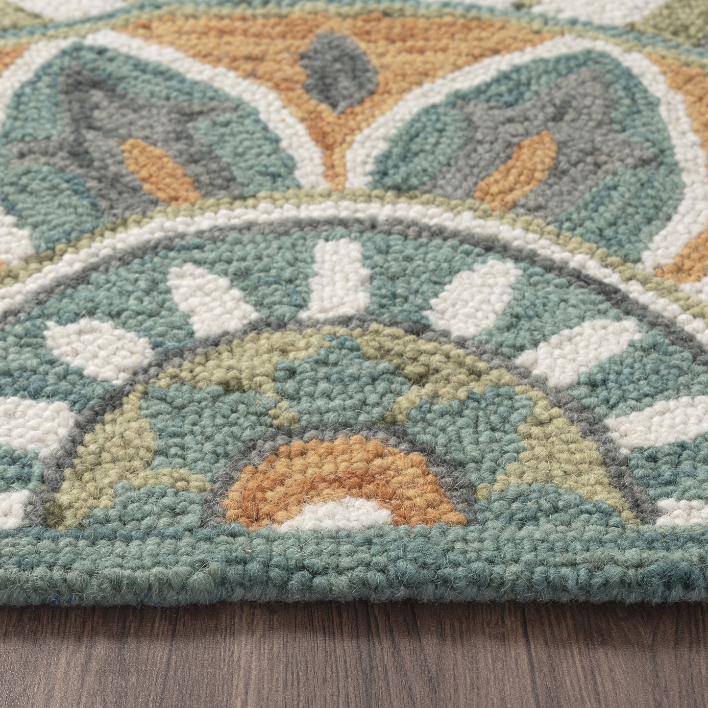 Dazzle-54085 Contemporary Hand-Tufted Teal/Orange Cotton Indoor Area Rug - LR Home