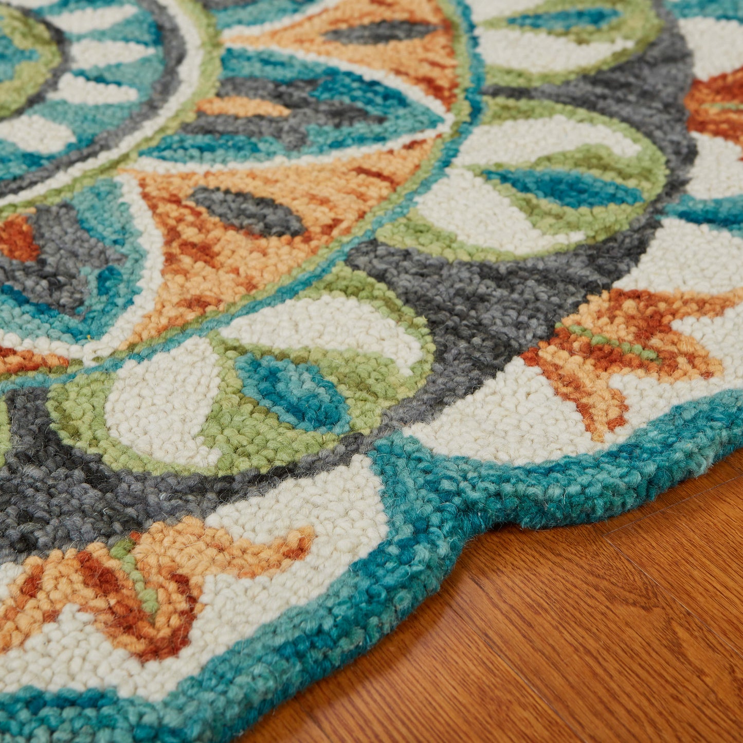 Dazzle-54085 Contemporary Hand-Tufted Teal/Orange Cotton Indoor Area Rug - LR Home