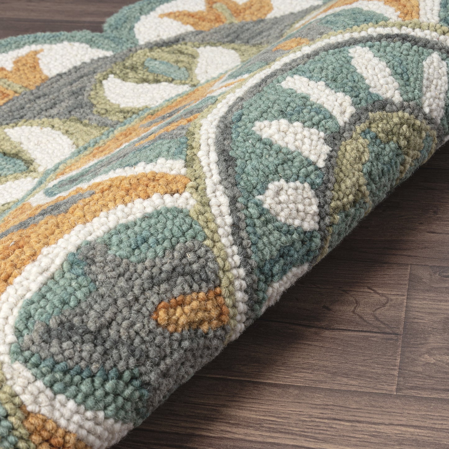 Dazzle-54085 Contemporary Hand-Tufted Teal/Orange Cotton Indoor Area Rug - LR Home