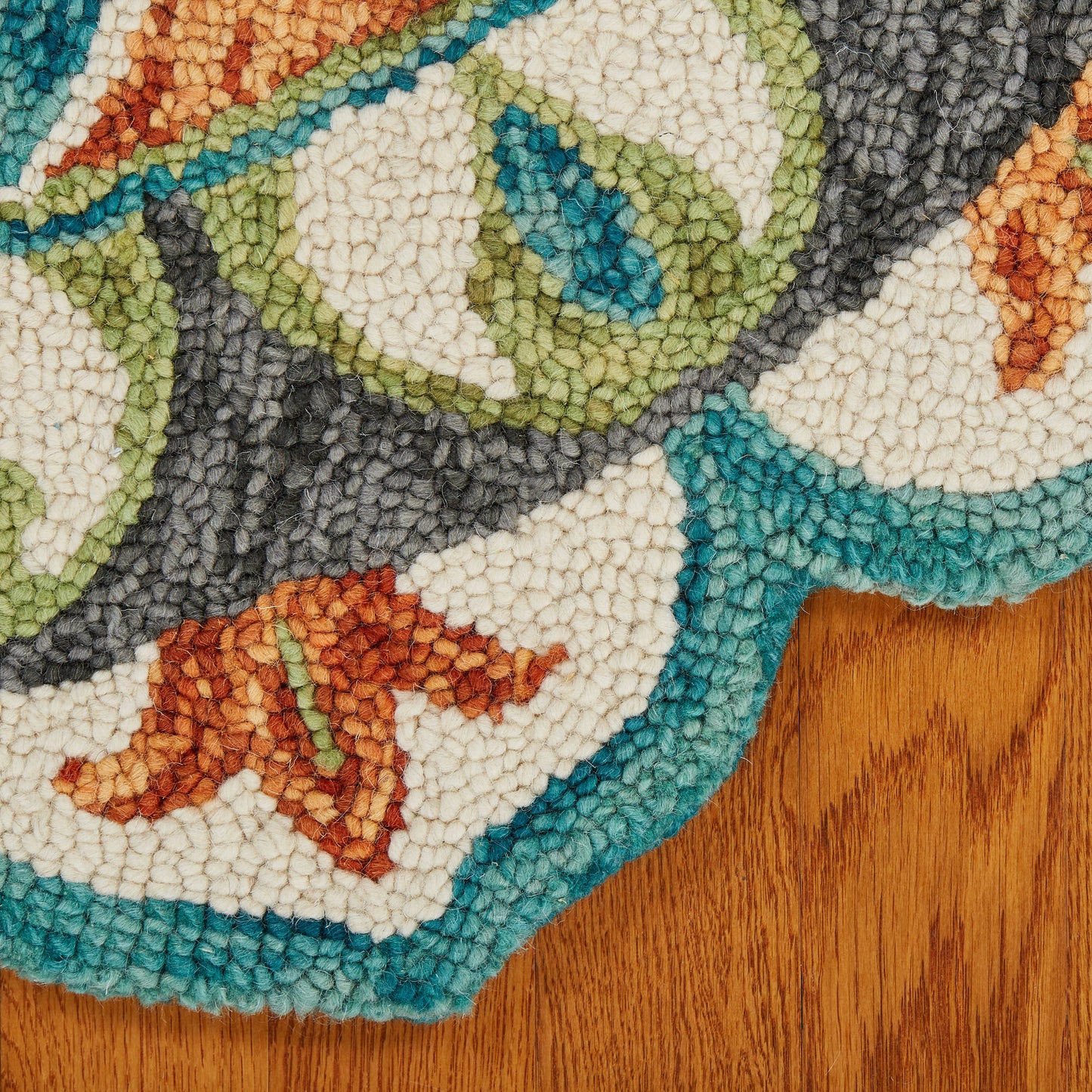 DAZZL-54085 Bohemian/Eclectic Hand-Tufted Rust /Teal Wool Indoor Area Rugs - LR Home