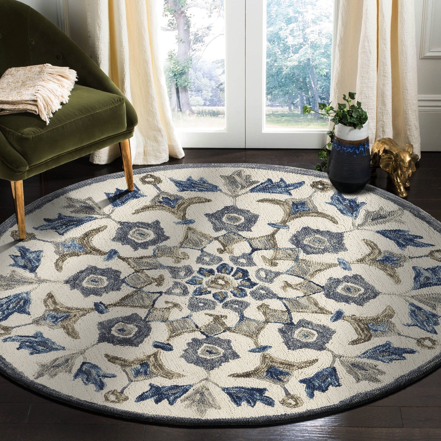 Dazzle-54090 Farmhouse Hand-Tufted Ivory Cotton Indoor Area Rug - LR Home