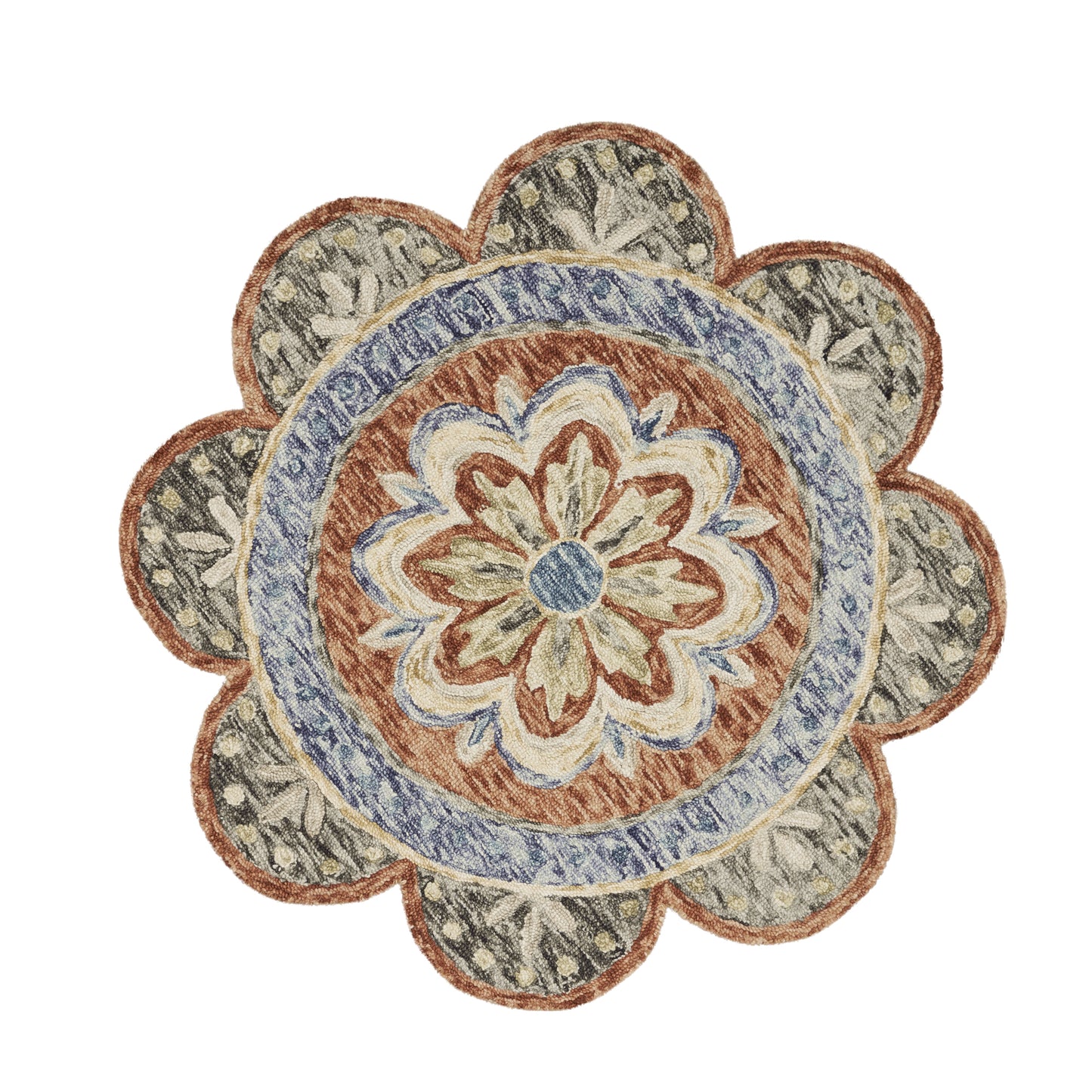 Dazzle-54091 Contemporary Hand-Tufted Rust Cotton Indoor Area Rug - LR Home
