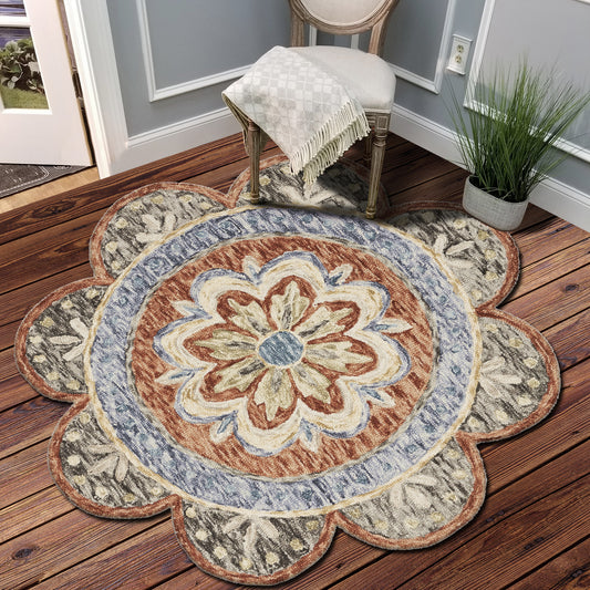 Dazzle-54091 Contemporary Hand-Tufted Rust Cotton Indoor Area Rug - LR Home