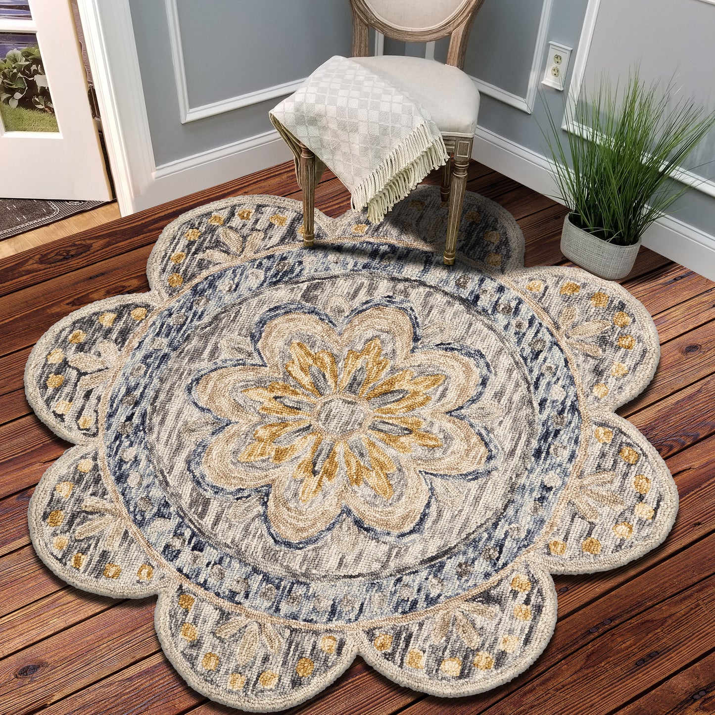 DAZZL-54091 Classic/Traditional Hand-Tufted Gray Wool Indoor Area Rugs - LR Home