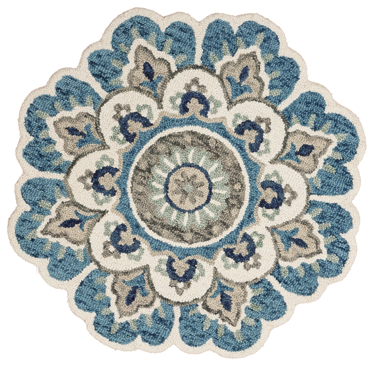 Dazzle-54094 Farmhouse Hand-Tufted Ivory/Blue Cotton Indoor Area Rug - LR Home