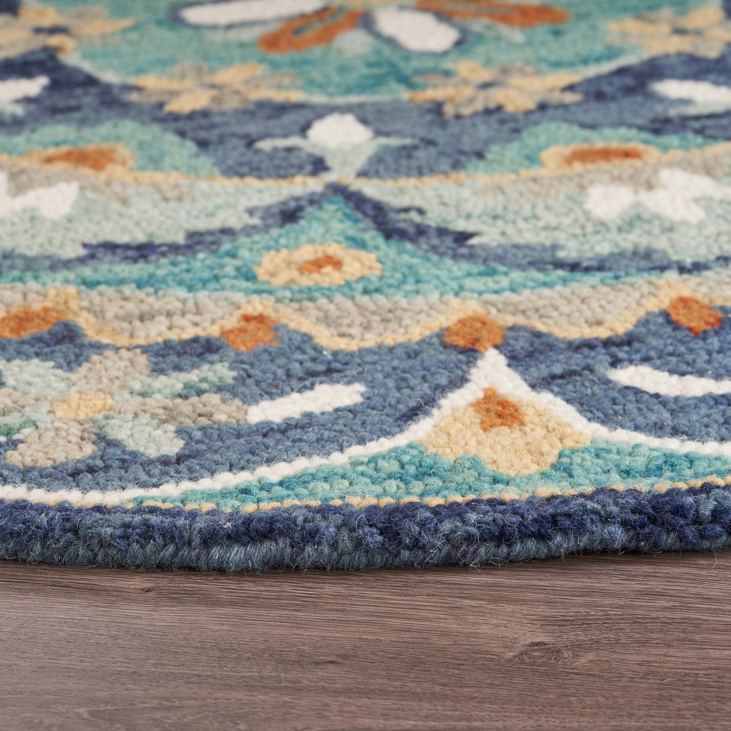 DAZZL-54099 Classic/Traditional Hand-Tufted Teal/Blue Wool Indoor Area Rugs - LR Home