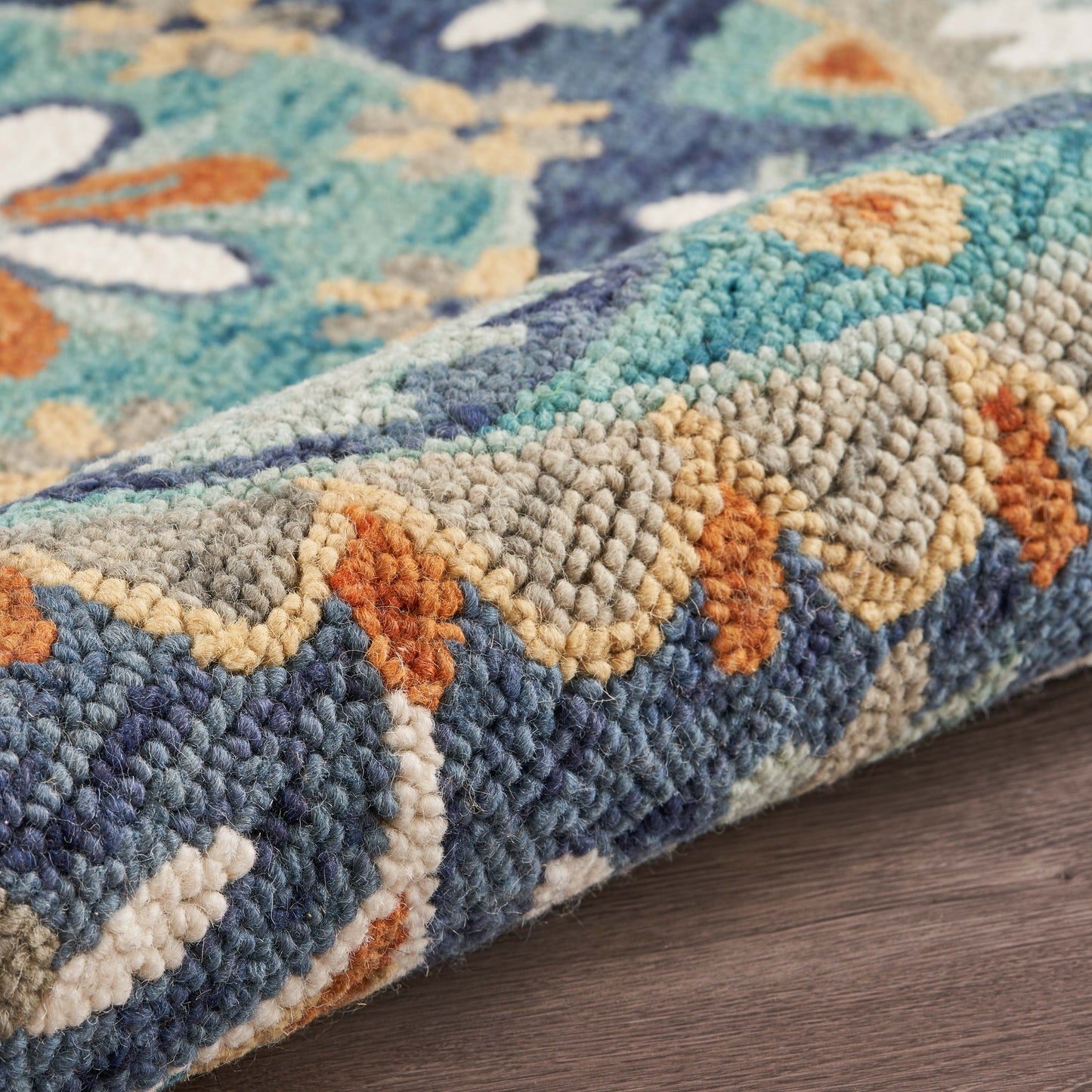 DAZZL-54099 Classic/Traditional Hand-Tufted Teal/Blue Wool Indoor Area Rugs - LR Home