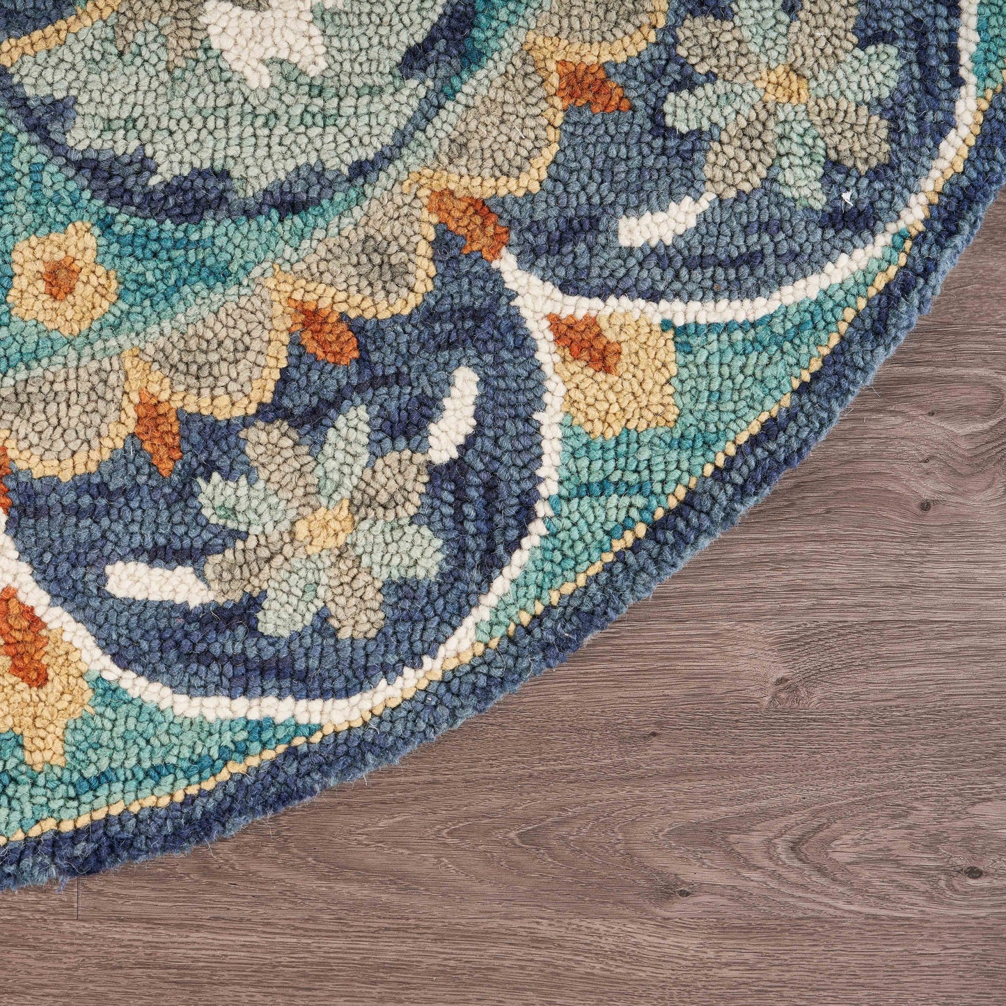 DAZZL-54099 Classic/Traditional Hand-Tufted Teal/Blue Wool Indoor Area Rugs - LR Home