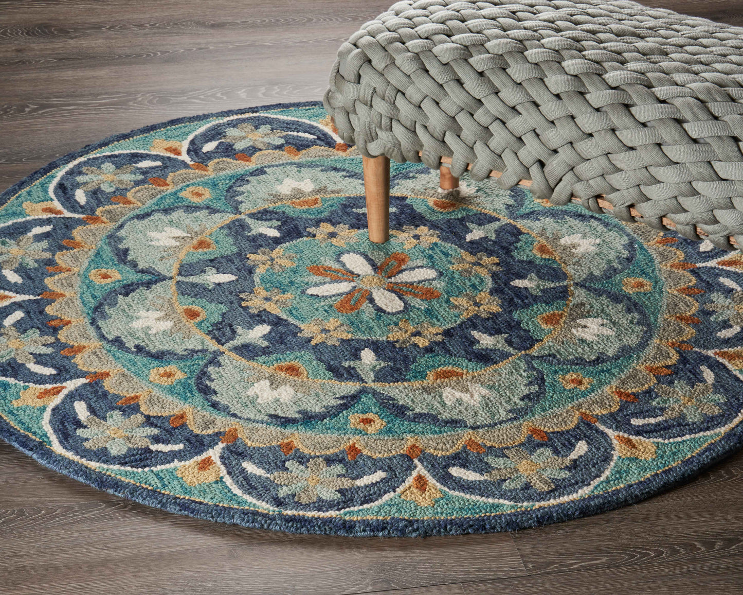 DAZZL-54099 Classic/Traditional Hand-Tufted Teal/Blue Wool Indoor Area Rugs - LR Home