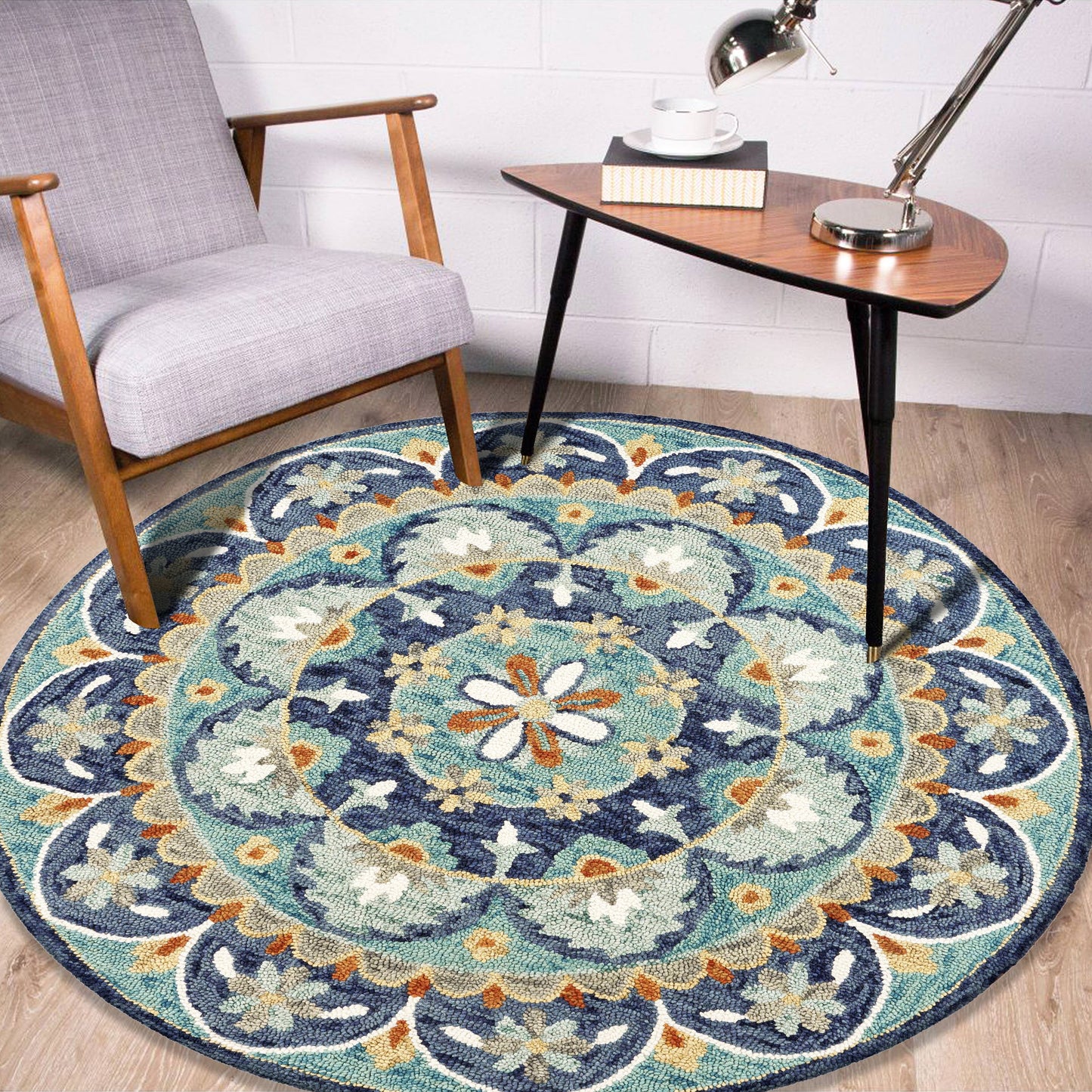 DAZZL-54099 Classic/Traditional Hand-Tufted Teal/Blue Wool Indoor Area Rugs - LR Home