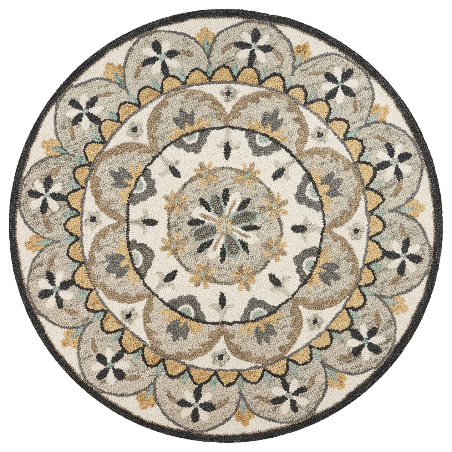 DAZZL-54099 Classic/Traditional Hand-Tufted Ivory/Gray Wool Indoor Area Rugs - LR Home