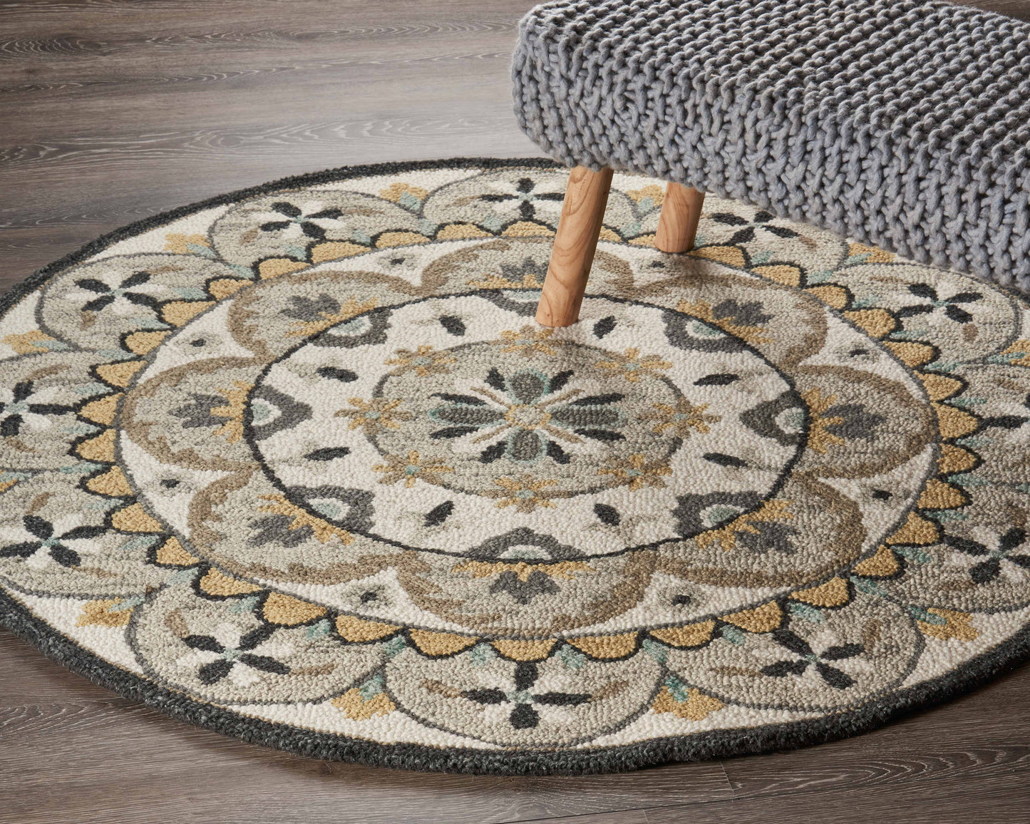 DAZZL-54099 Classic/Traditional Hand-Tufted Ivory/Gray Wool Indoor Area Rugs - LR Home