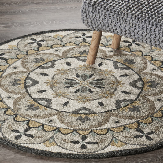 Dazzle-54100 Farmhouse Hand-Tufted Ivory/Gray Cotton Indoor Area Rug - LR Home