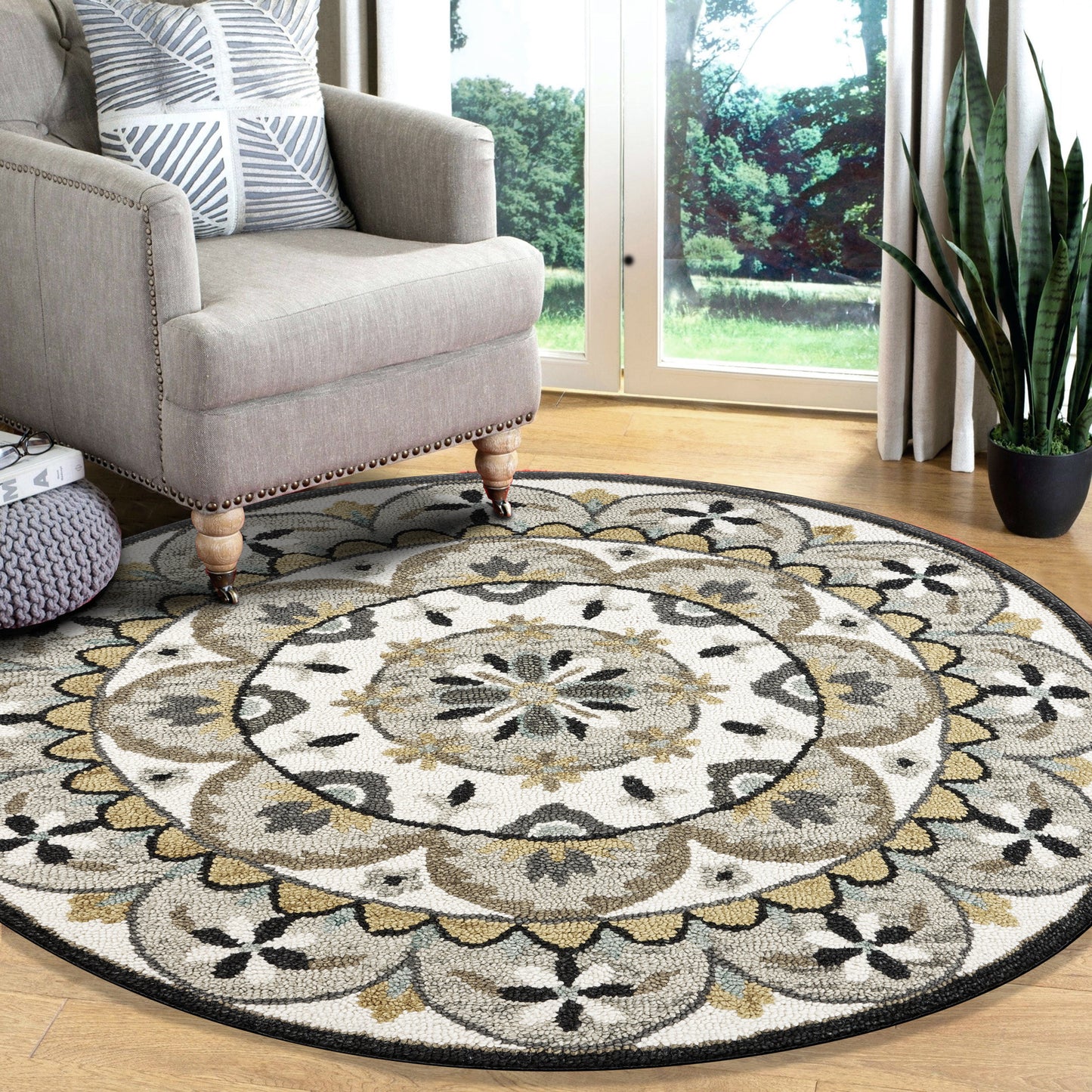 Dazzle-54100 Farmhouse Hand-Tufted Ivory/Gray Cotton Indoor Area Rug - LR Home