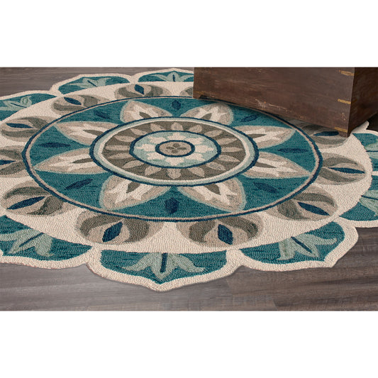 Dazzle-82264 Contemporary Hand-Tufted Ivory/Blue Cotton Indoor Area Rug - LR Home