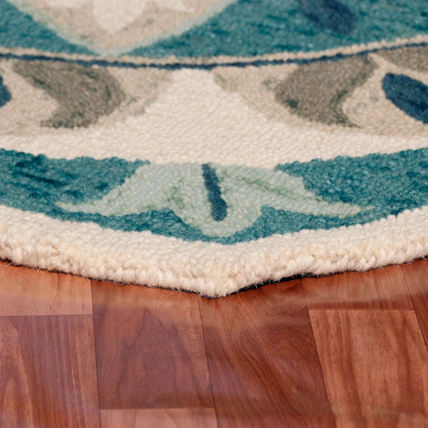 DAZZL-82264 Bohemian/Eclectic Hand-Tufted Aqua Blue/Gray Wool Indoor Area Rugs - LR Home
