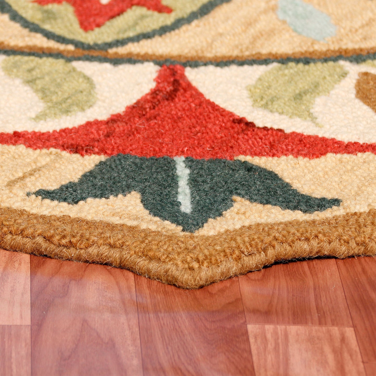 DAZZL-82264 Bohemian/Eclectic Hand-Tufted Red/Green Wool Indoor Area Rugs - LR Home