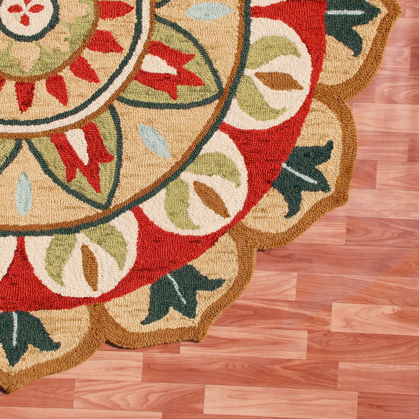 DAZZL-82264 Bohemian/Eclectic Hand-Tufted Red/Green Wool Indoor Area Rugs - LR Home