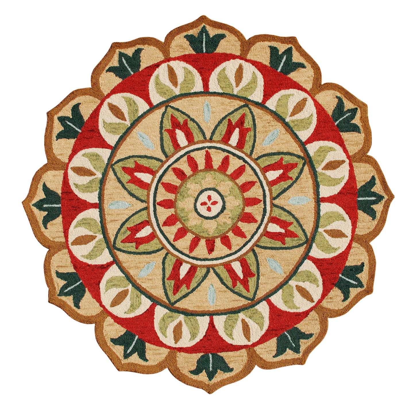 DAZZL-82264 Bohemian/Eclectic Hand-Tufted Red/Green Wool Indoor Area Rugs - LR Home