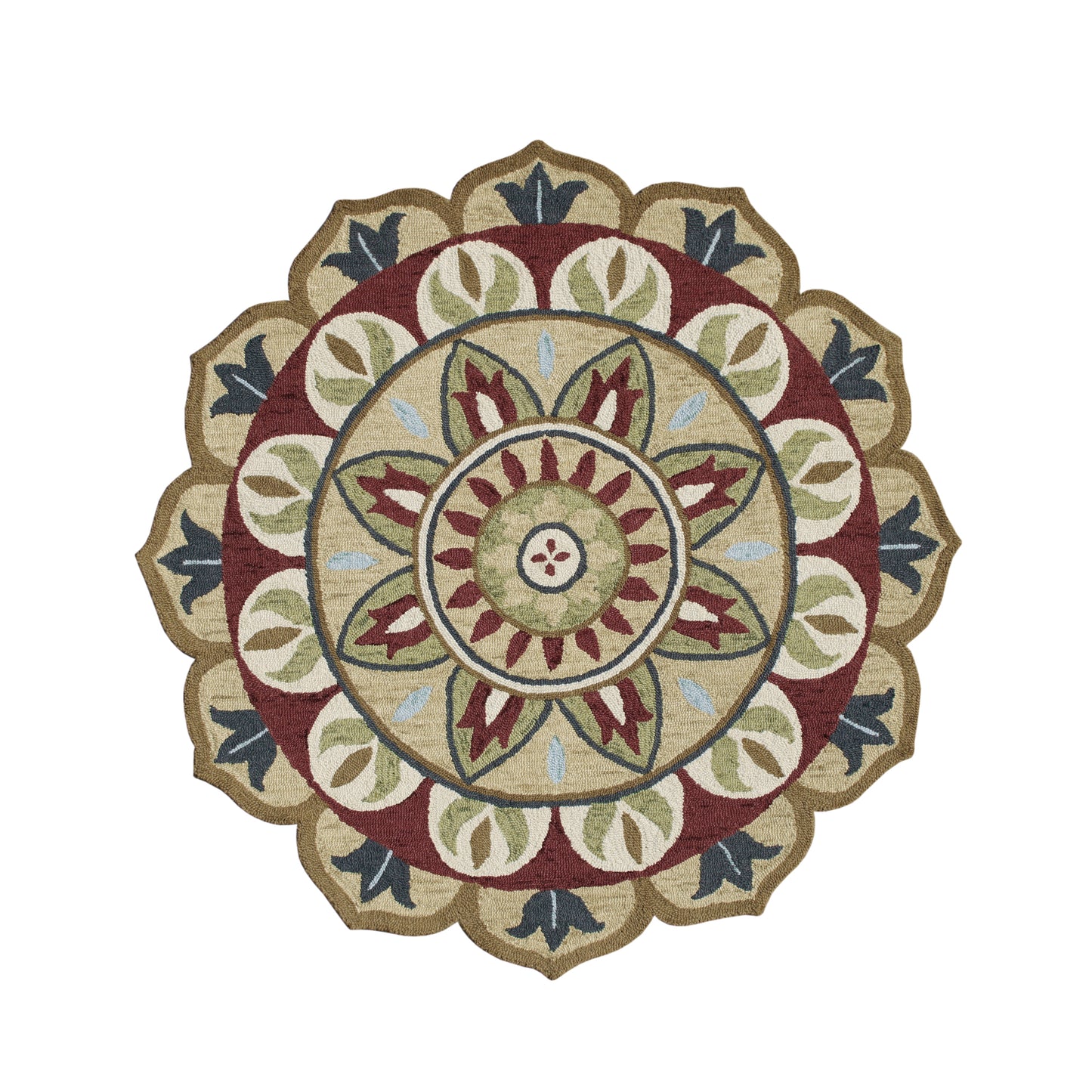 Dazzle-82265 Contemporary Hand-Tufted Red/Beige Cotton Indoor Area Rug - LR Home