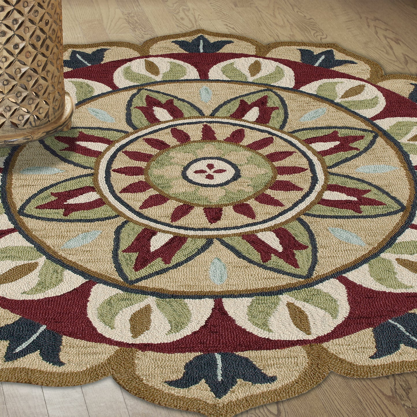 Dazzle-82265 Contemporary Hand-Tufted Red/Beige Cotton Indoor Area Rug - LR Home
