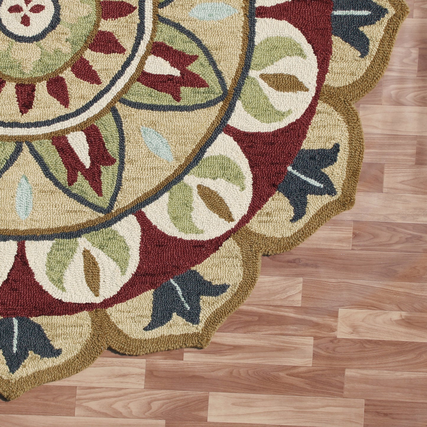 Dazzle-82265 Contemporary Hand-Tufted Red/Beige Cotton Indoor Area Rug - LR Home