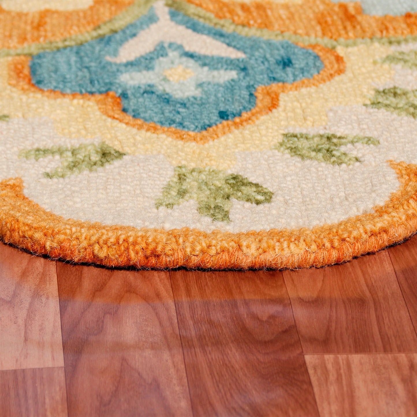 DAZZL-82266 Bohemian/Eclectic Hand-Tufted Rust/Aqua Blue Wool Indoor Area Rugs - LR Home