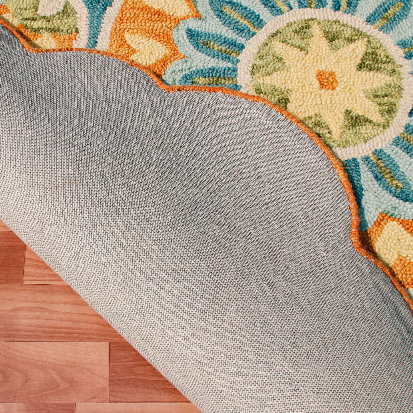 DAZZL-82266 Bohemian/Eclectic Hand-Tufted Rust/Aqua Blue Wool Indoor Area Rugs - LR Home