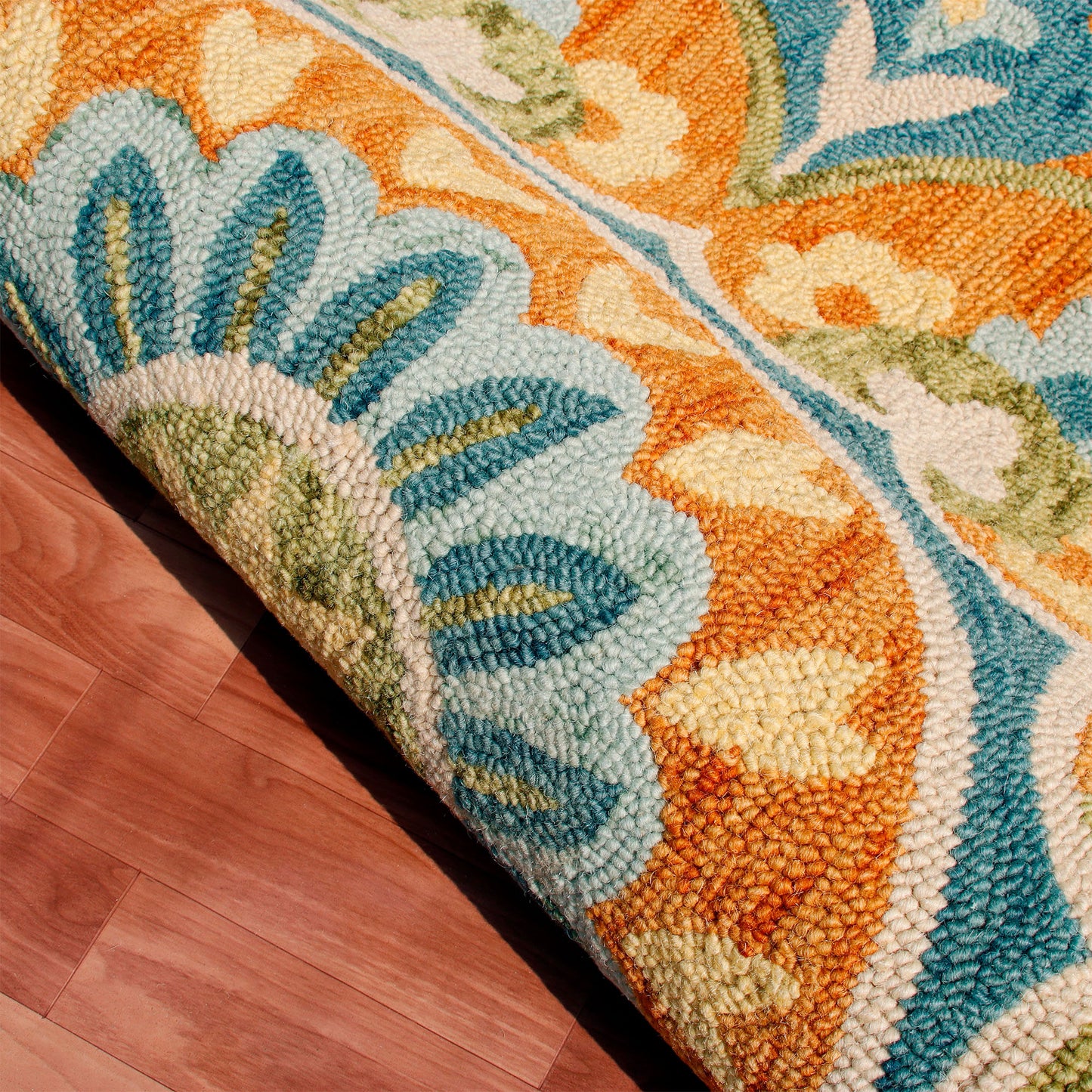 DAZZL-82266 Bohemian/Eclectic Hand-Tufted Rust/Aqua Blue Wool Indoor Area Rugs - LR Home