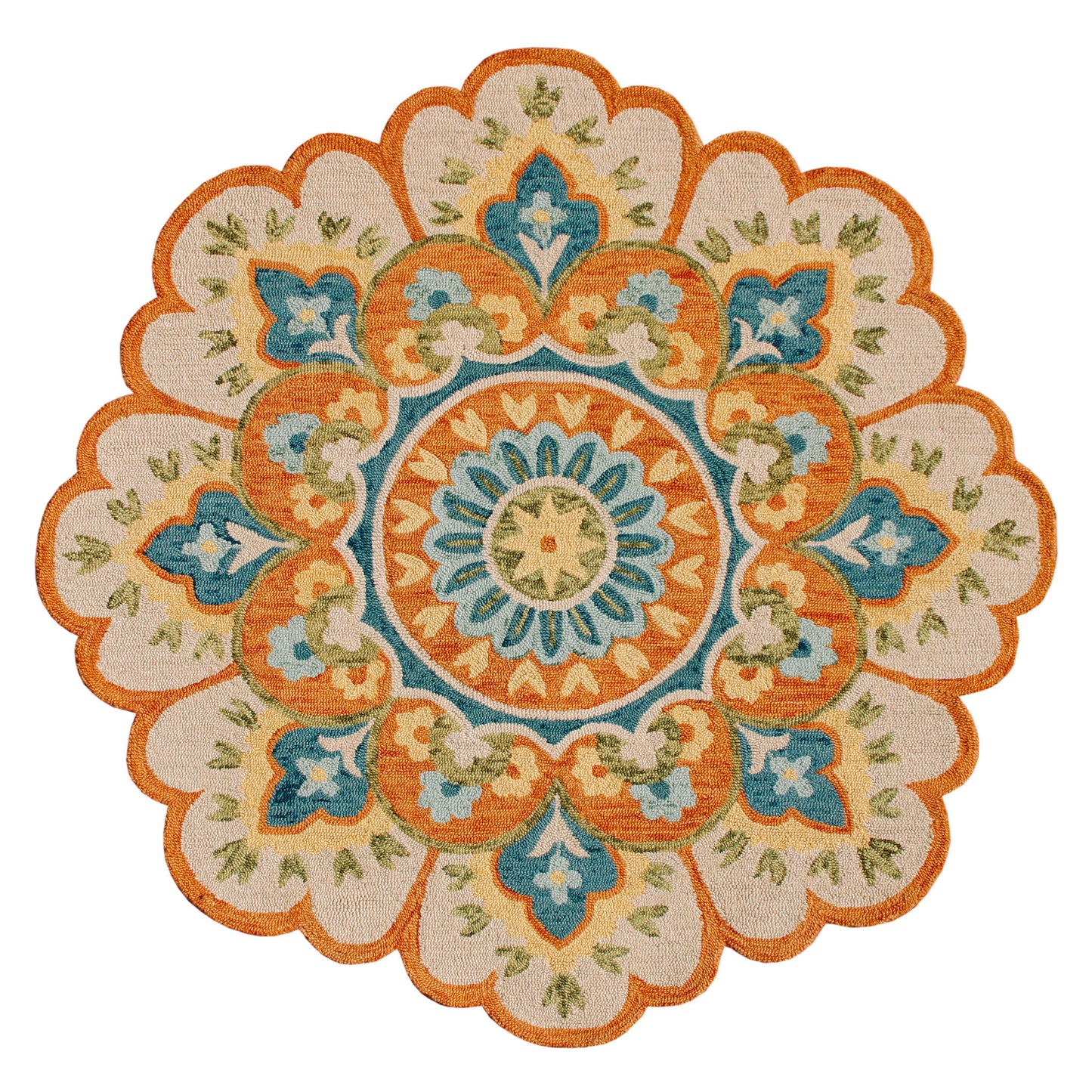 DAZZL-82266 Bohemian/Eclectic Hand-Tufted Rust/Aqua Blue Wool Indoor Area Rugs - LR Home