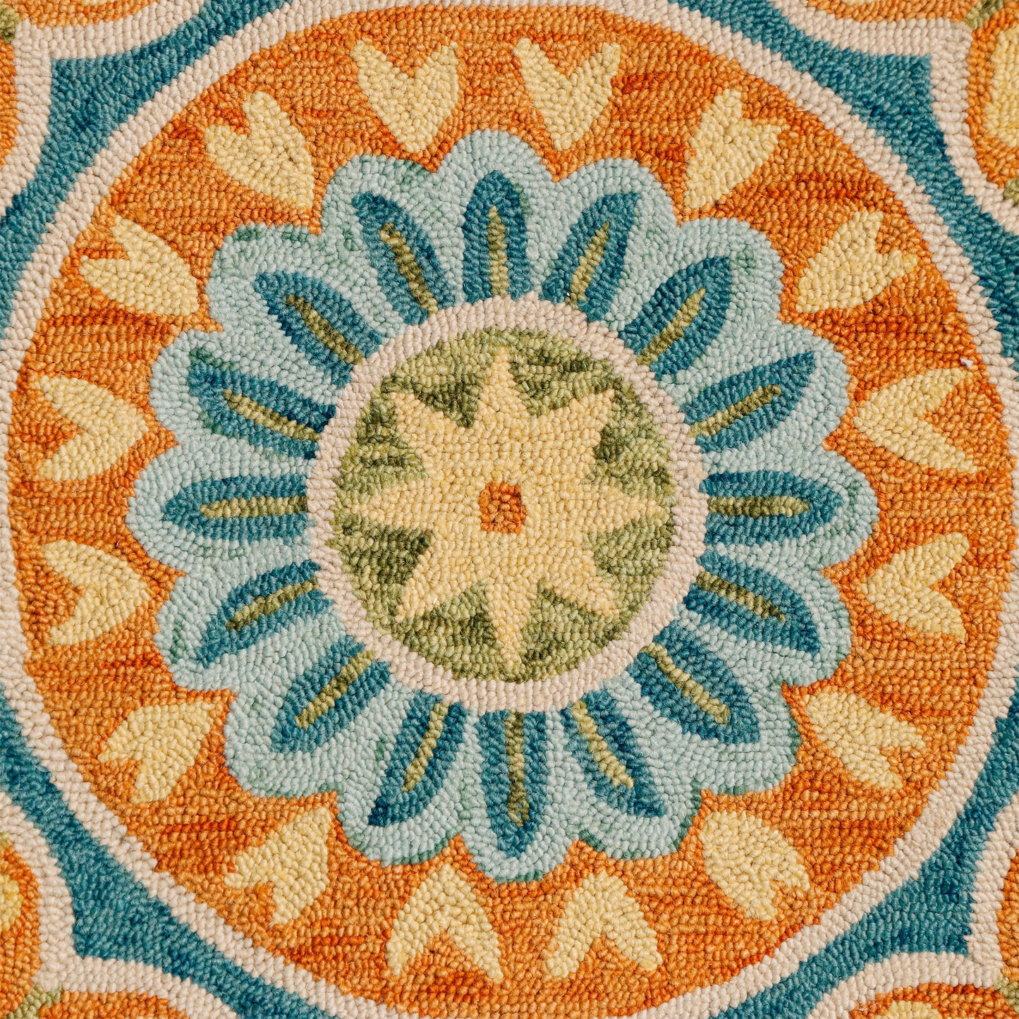 DAZZL-82266 Bohemian/Eclectic Hand-Tufted Rust/Aqua Blue Wool Indoor Area Rugs - LR Home