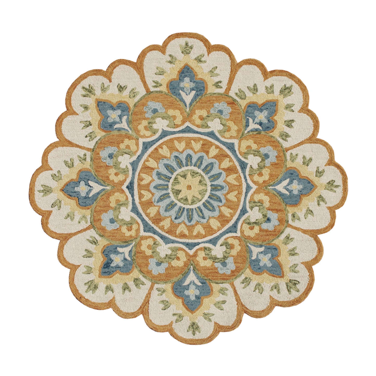 Dazzle-82266 Contemporary Hand-Tufted Orange/Blue Cotton Indoor Area Rug - LR Home