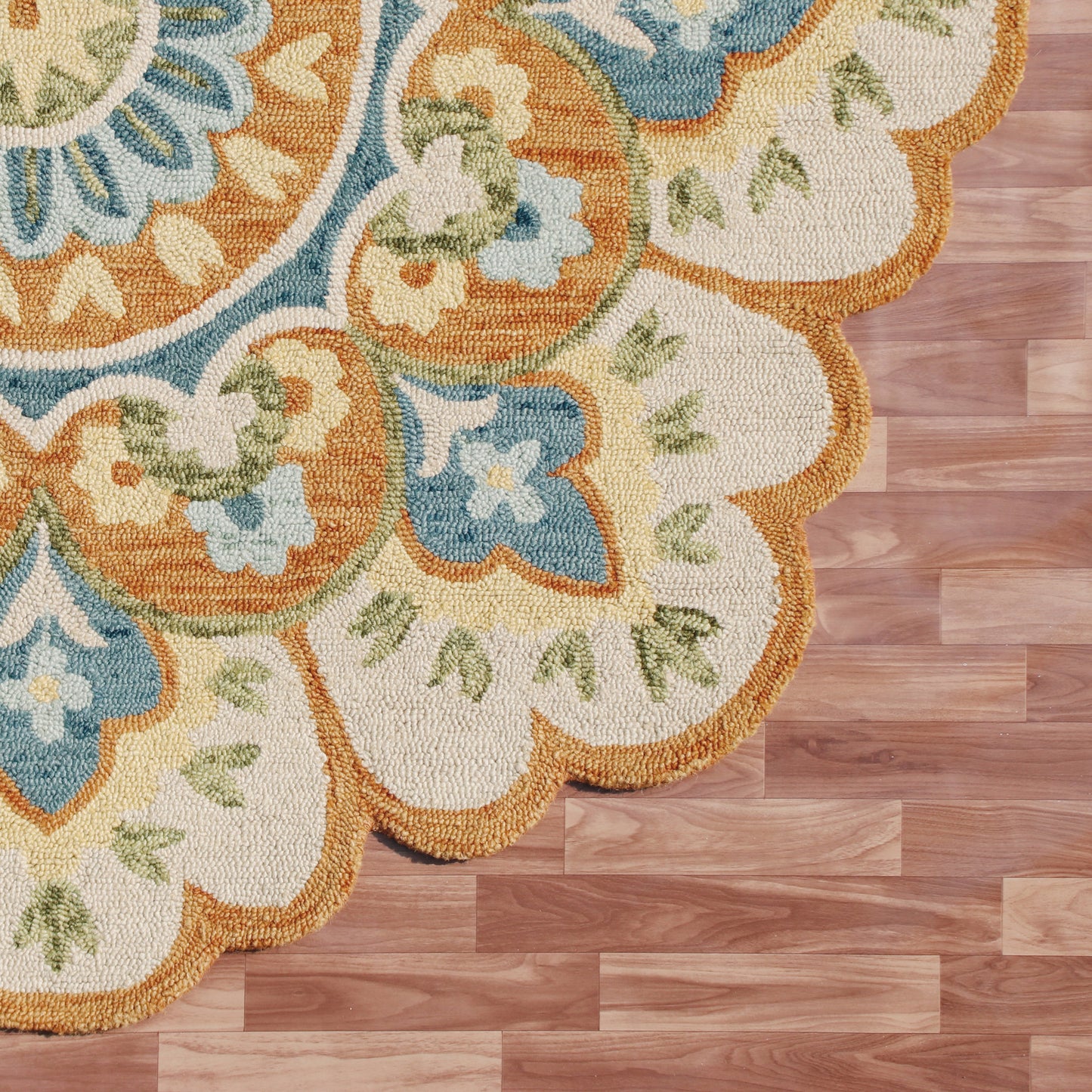 Dazzle-82266 Contemporary Hand-Tufted Orange/Blue Cotton Indoor Area Rug - LR Home