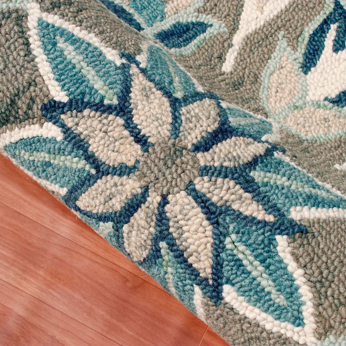 DAZZL-82267 Bohemian/Eclectic Hand-Tufted Blue/Gray Wool Indoor Area Rugs - LR Home