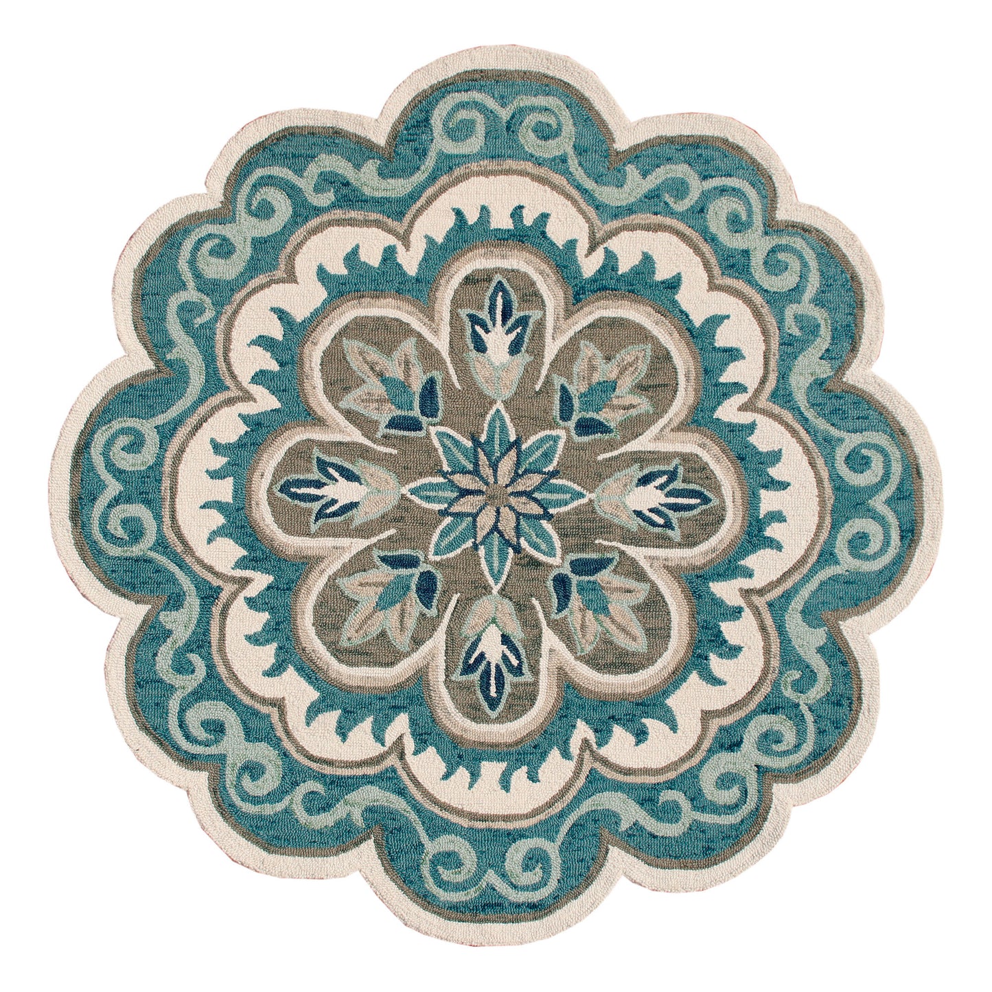 DAZZL-82267 Bohemian/Eclectic Hand-Tufted Blue/Gray Wool Indoor Area Rugs - LR Home