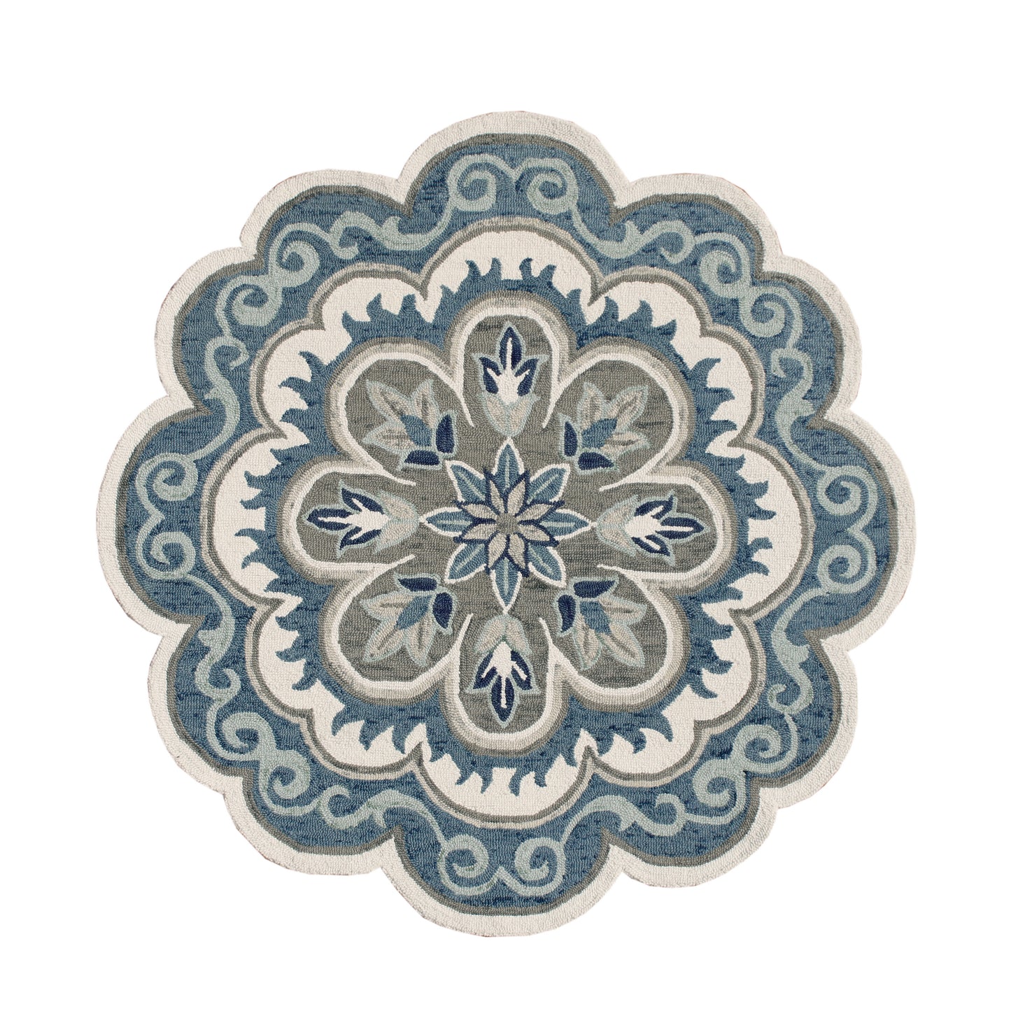 Dazzle-82267 Contemporary Hand-Tufted Ivory/Blue Cotton Indoor Area Rug - LR Home