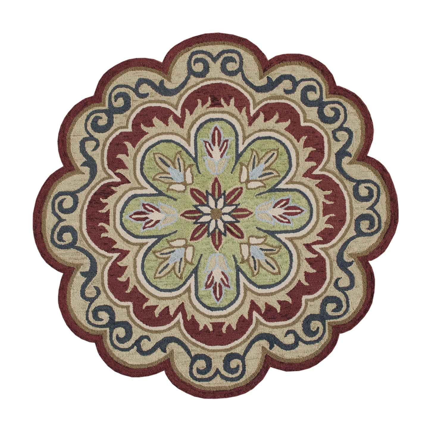 Dazzle-82268 Contemporary Hand-Tufted Red/Beige Cotton Indoor Area Rug - LR Home