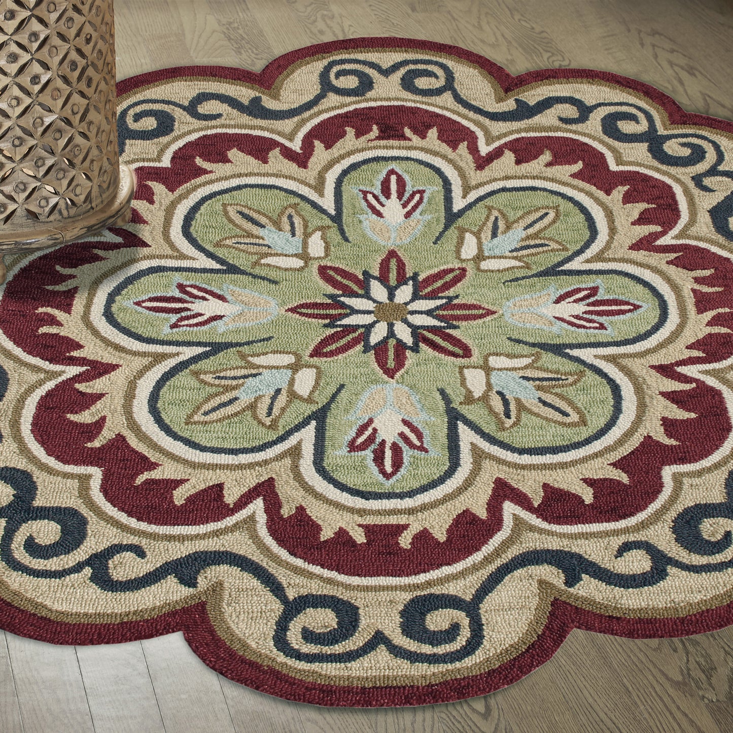 Dazzle-82268 Contemporary Hand-Tufted Red/Beige Cotton Indoor Area Rug - LR Home