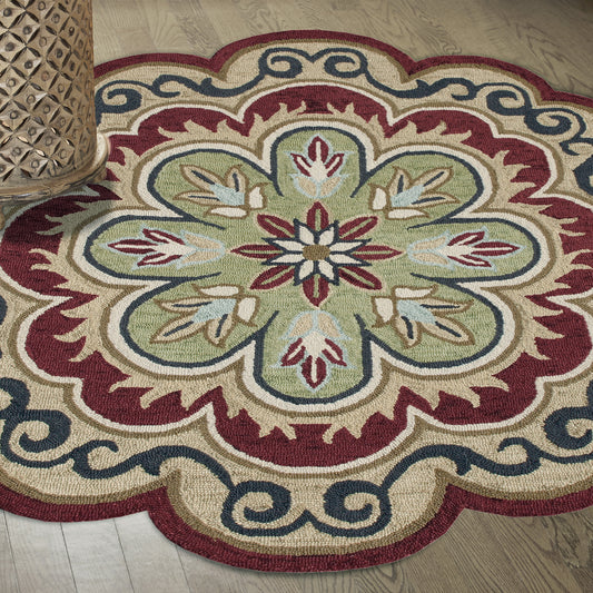 Dazzle-82268 Contemporary Hand-Tufted Red/Beige Cotton Indoor Area Rug - LR Home