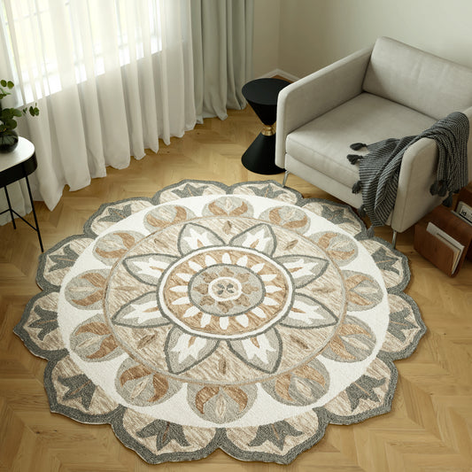 Dazzle-82736 Contemporary Hand-Tufted Silver Gray/Ivory Cotton Indoor Area Rug - LR Home