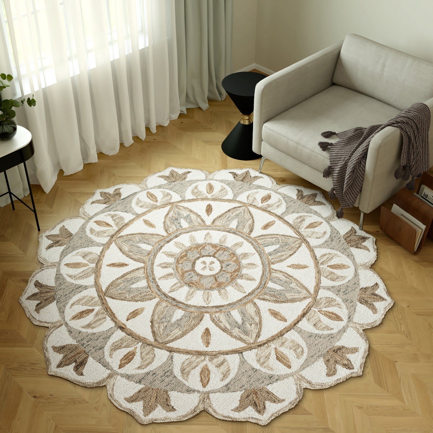 Dazzle-82737 Contemporary Hand-Tufted Ivory/Butternut Cotton Indoor Area Rug - LR Home