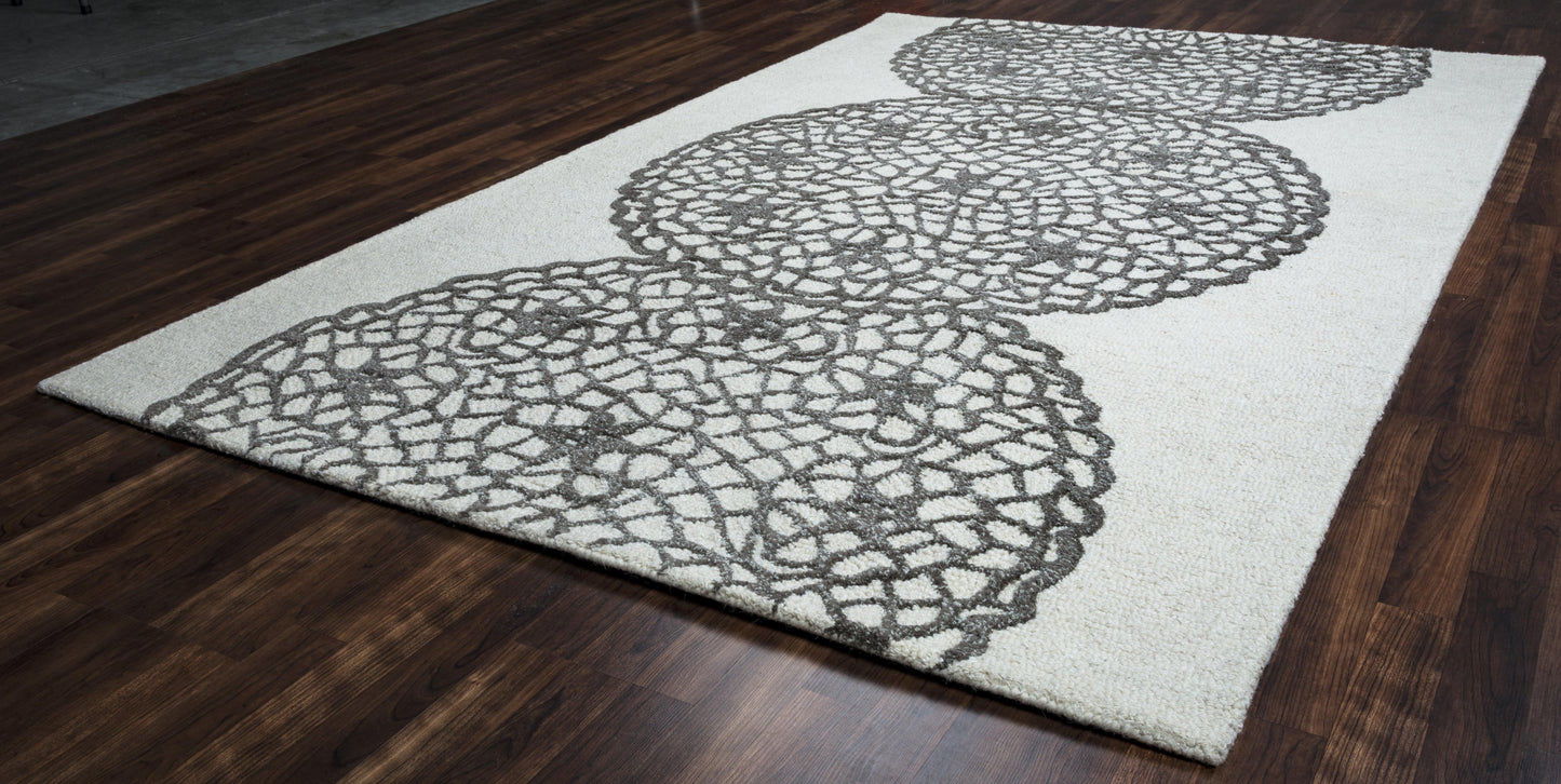 Dimensions DI2456 White/Ivory Hand-Tufted Rug - Rizzy
