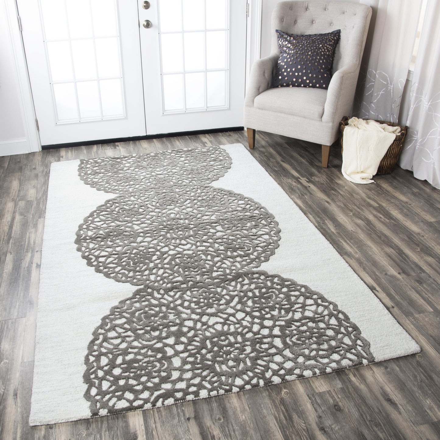 Dimensions DI2456 White/Ivory Hand-Tufted Rug - Rizzy