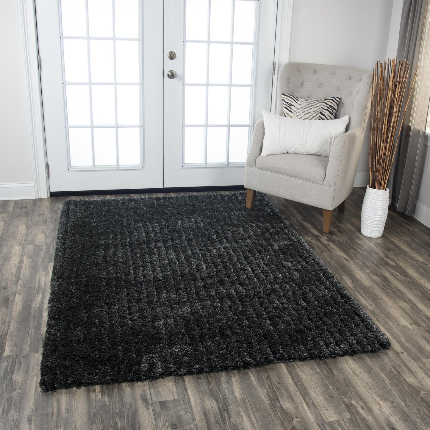 Dora DRA101 Black Hand-Tufted Rug - Rizzy