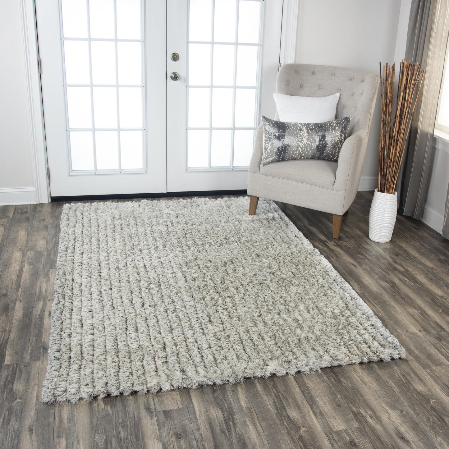 Dora DRA102 White Hand-Tufted Rug - Rizzy
