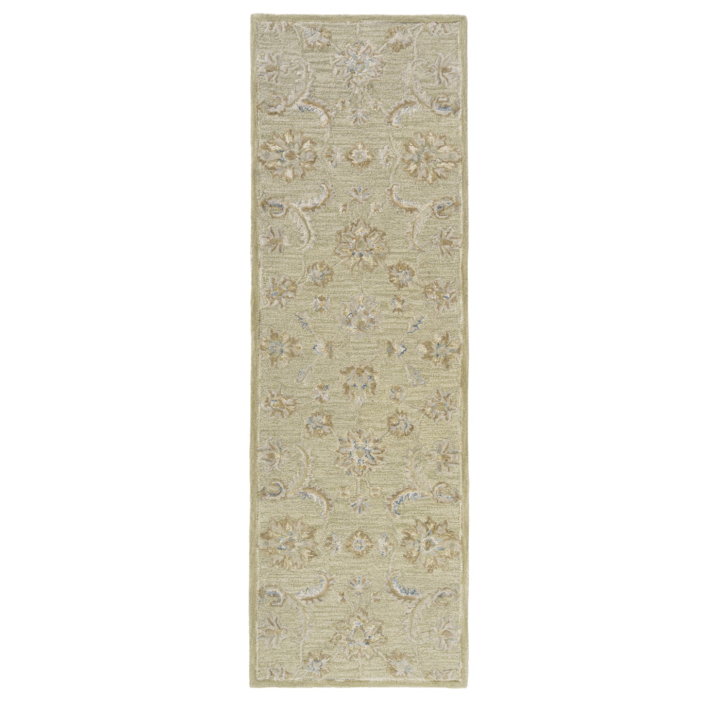 Dreamscape-82437 Traditional Hand-Tufted Tea Green/Beige Cotton Indoor Area Rug - LR Home