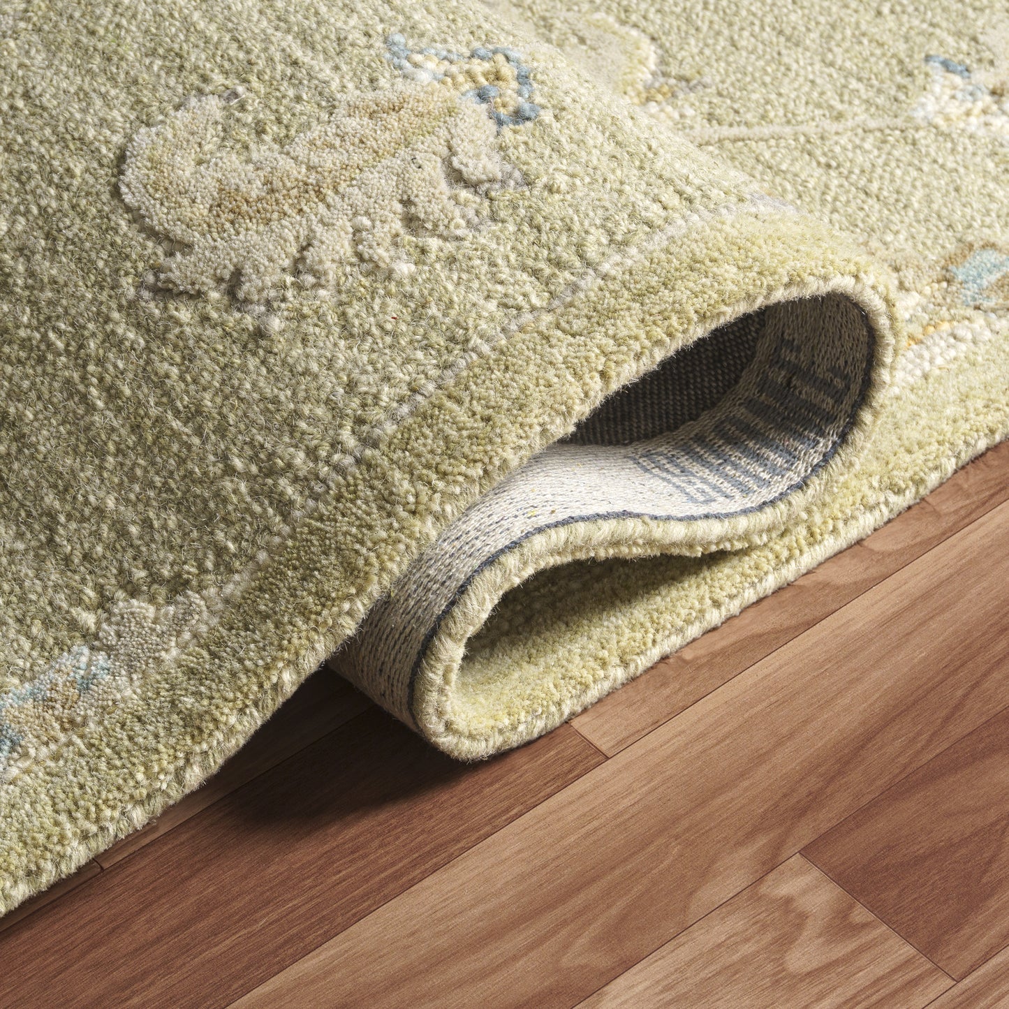 Dreamscape-82437 Traditional Hand-Tufted Tea Green/Beige Cotton Indoor Area Rug - LR Home