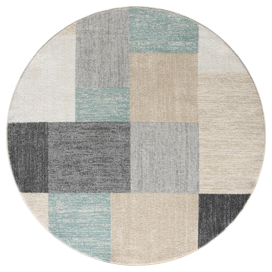 Ox Bay Beige/Blue Contemporary Color Block Indoor Area Rug - Silo view
