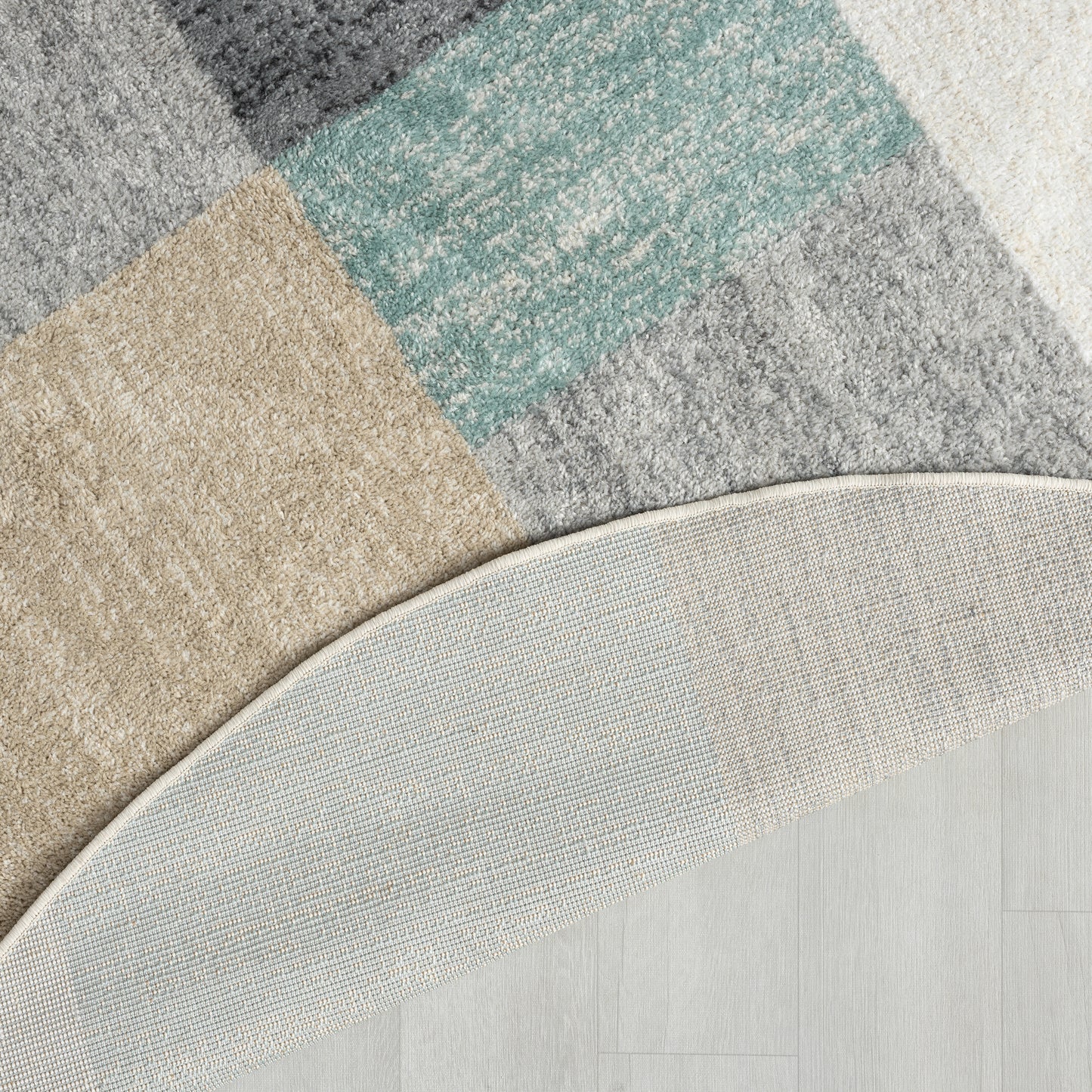 Dune-81663 Transitional Power-Loomed Gray/Tan/Teal/Beige Jute Indoor Area Rug - LR Home